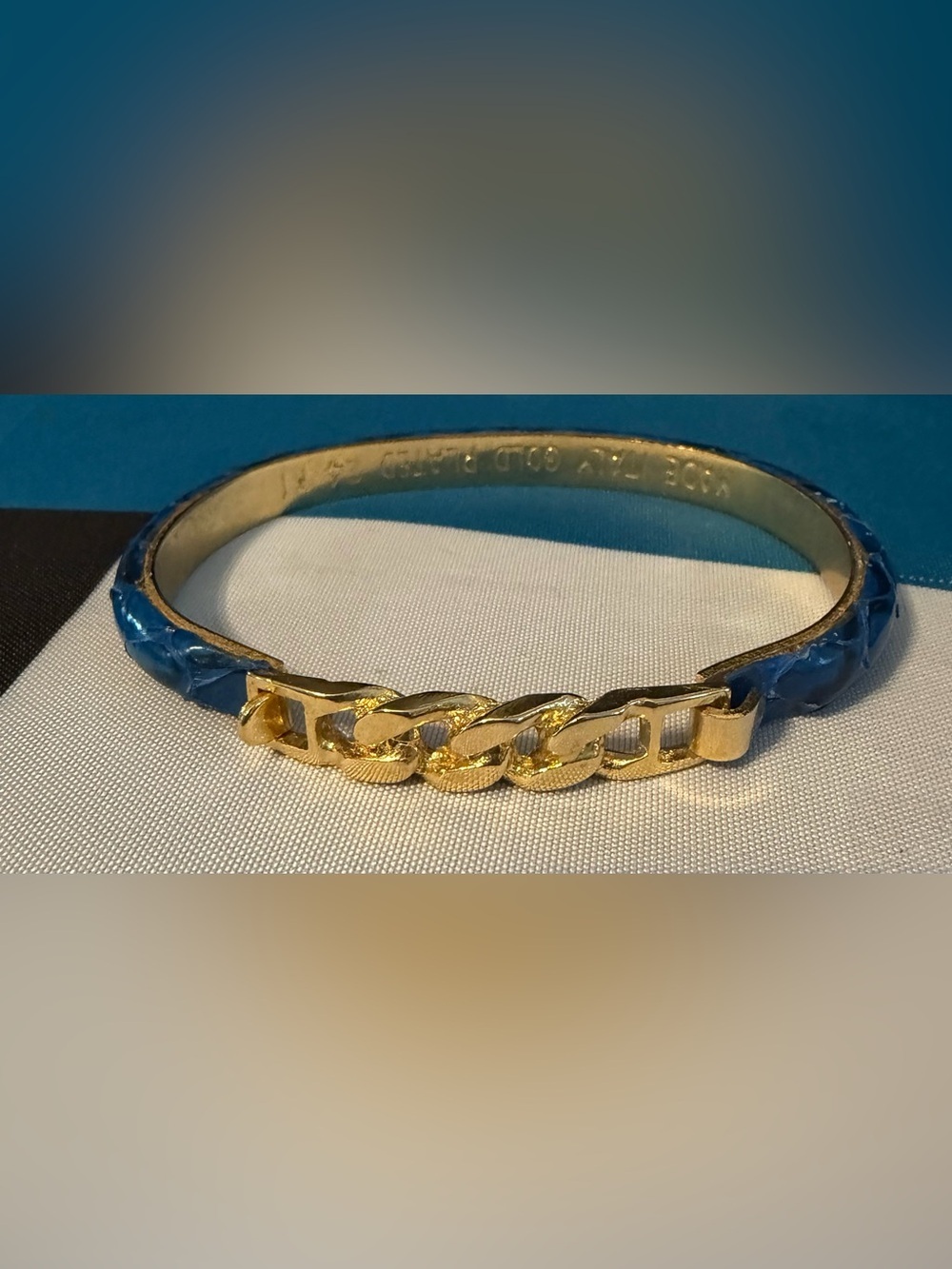 Vintage Italian Gold Curb Link Bangle Bracelet